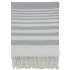 White Stripe With Fringe Throw Blanket-Kirkland's Home Shop
