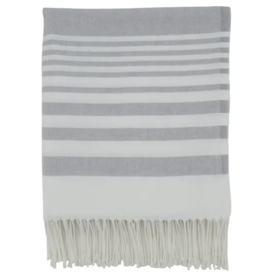 White Stripe With Fringe Throw Blanket-Kirkland's Home Shop