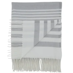 White Stripe With Fringe Throw Blanket-Kirkland's Home Shop