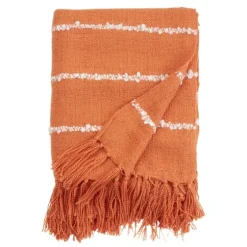 White Striped Fringe Throw Blanket-Kirkland's Home Online