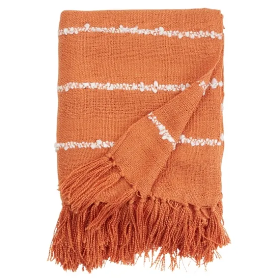 White Striped Fringe Throw Blanket-Kirkland's Home Online