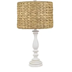 White Table Lamp With Hand Woven Raffia Shade-Kirkland's Home Shop