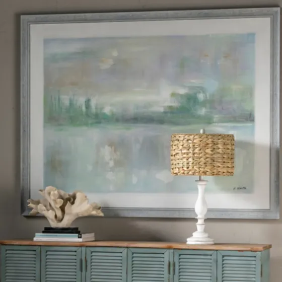 White Table Lamp With Hand Woven Raffia Shade-Kirkland's Home Shop