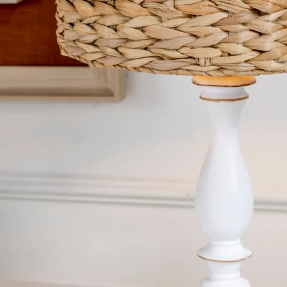 White Table Lamp With Hand Woven Raffia Shade-Kirkland's Home Shop