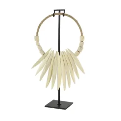 White Teak Wood Necklace Sculpture-Kirkland's Home Shop