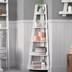 White 5-Tier Corner Ladder Bookshelf-Kirkland's Home Hot