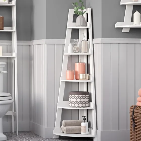 White 5-Tier Corner Ladder Bookshelf-Kirkland's Home Hot