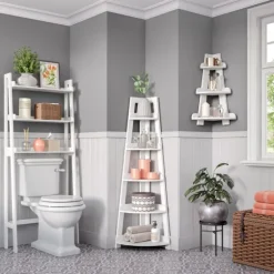 White 5-Tier Corner Ladder Bookshelf-Kirkland's Home Hot