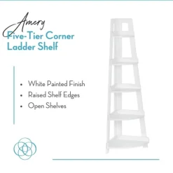 White 5-Tier Corner Ladder Bookshelf-Kirkland's Home Hot