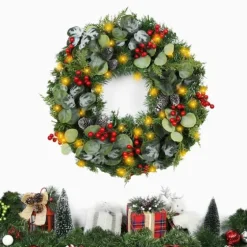 White Tip Pinecone And Eucalyptus Pre-Lit Wreath-Kirkland's Home Store
