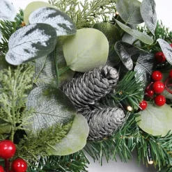 White Tip Pinecone And Eucalyptus Pre-Lit Wreath-Kirkland's Home Store
