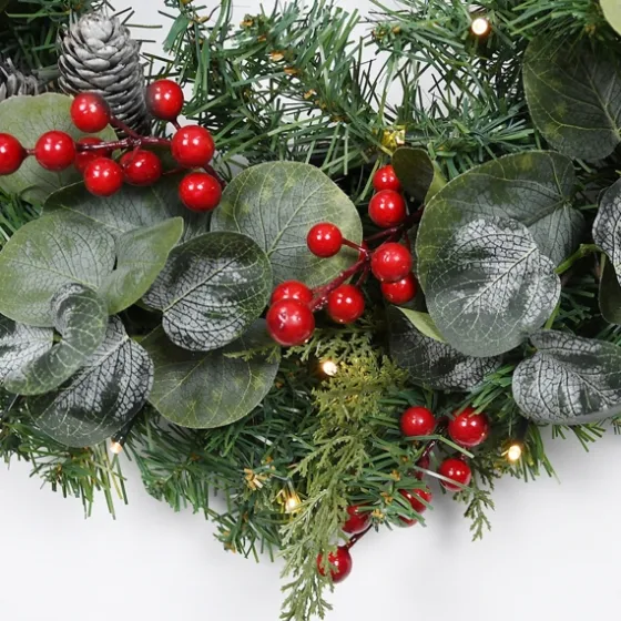 White Tip Pinecone And Eucalyptus Pre-Lit Wreath-Kirkland's Home Store