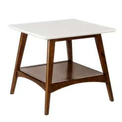White Top And Pecan Wood Mid-Century Modern Table-Kirkland's Home Best