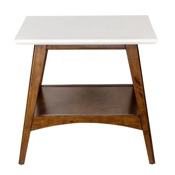 White Top And Pecan Wood Mid-Century Modern Table-Kirkland's Home Best