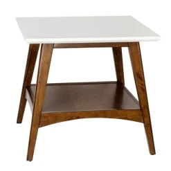 White Top And Pecan Wood Mid-Century Modern Table-Kirkland's Home Best