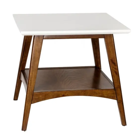 White Top And Pecan Wood Mid-Century Modern Table-Kirkland's Home Best