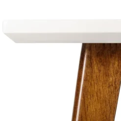 White Top And Pecan Wood Mid-Century Modern Table-Kirkland's Home Best