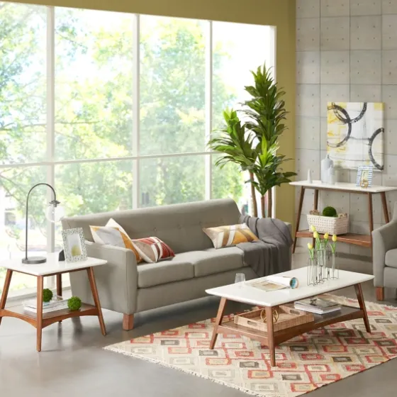 White Top And Pecan Wood Mid-Century Modern Table-Kirkland's Home Best