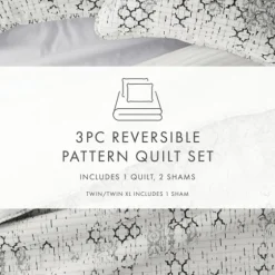 White Trellis Reversible 3-Pc. King Quilt Set-Kirkland's Home Cheap