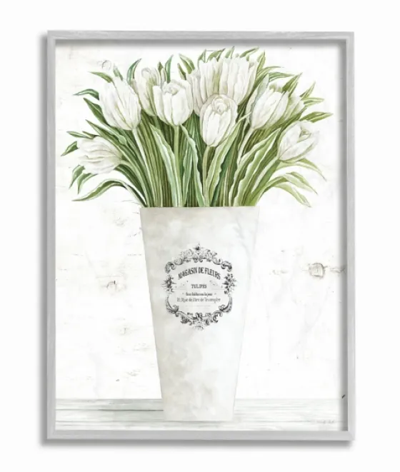 White Tulip Bouquet In A Vase Framed Art Print-Kirkland's Home Discount