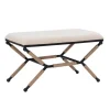 White Upholstered And Wrapped Rope Metal Bench-Kirkland's Home Fashion