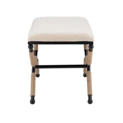 White Upholstered And Wrapped Rope Metal Bench-Kirkland's Home Fashion