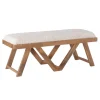 White Upholstered Seat And Tan Wood Bench-Kirkland's Home Best