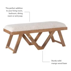 White Upholstered Seat And Tan Wood Bench-Kirkland's Home Best