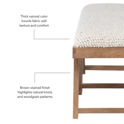 White Upholstered Seat And Tan Wood Bench-Kirkland's Home Best