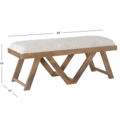 White Upholstered Seat And Tan Wood Bench-Kirkland's Home Best
