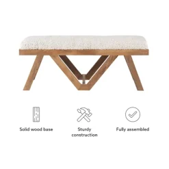 White Upholstered Seat And Tan Wood Bench-Kirkland's Home Best
