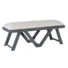 White Upholstered Seat And Blue Wood Bench-Kirkland's Home Flash Sale