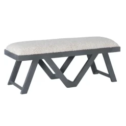 White Upholstered Seat And Blue Wood Bench-Kirkland's Home Flash Sale