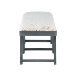 White Upholstered Seat And Blue Wood Bench-Kirkland's Home Flash Sale