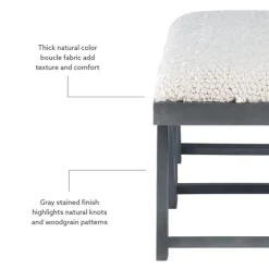 White Upholstered Seat And Blue Wood Bench-Kirkland's Home Flash Sale