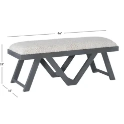 White Upholstered Seat And Blue Wood Bench-Kirkland's Home Flash Sale