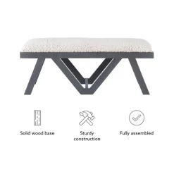 White Upholstered Seat And Blue Wood Bench-Kirkland's Home Flash Sale
