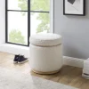 White Upholstered Wood Trim Ottoman-Kirkland's Home Best Sale