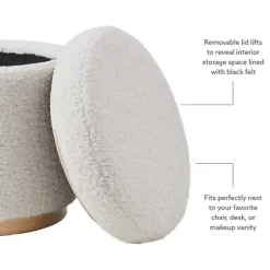 White Upholstered Wood Trim Ottoman-Kirkland's Home Best Sale