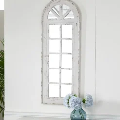 White Vintage Arched Windowpane Mirror-Kirkland's Home Outlet