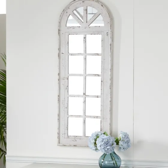 White Vintage Arched Windowpane Mirror-Kirkland's Home Outlet
