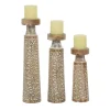 White Washed Floral Wood Candle Holders, Set Of 3-Kirkland's Home Clearance