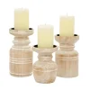White Washed Wood Carved Candle Holders, Set Of 3-Kirkland's Home Flash Sale