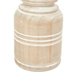 White Washed Wood Carved Candle Holders, Set Of 3-Kirkland's Home Flash Sale