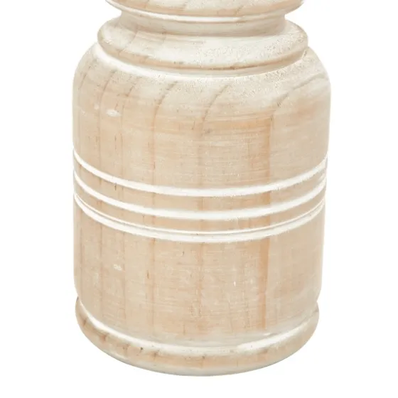 White Washed Wood Carved Candle Holders, Set Of 3-Kirkland's Home Flash Sale
