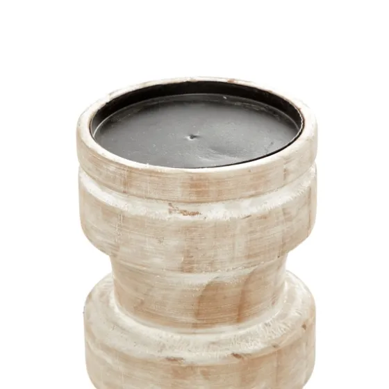 White Washed Wood Column Candle Holders, Set Of 3-Kirkland's Home Sale