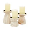 White Washed Wood Cone Candle Holders, Set Of 3-Kirkland's Home Fashion