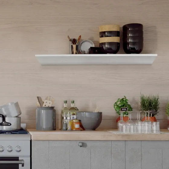 White Wedge Wood Large Floating Shelf-Kirkland's Home Flash Sale