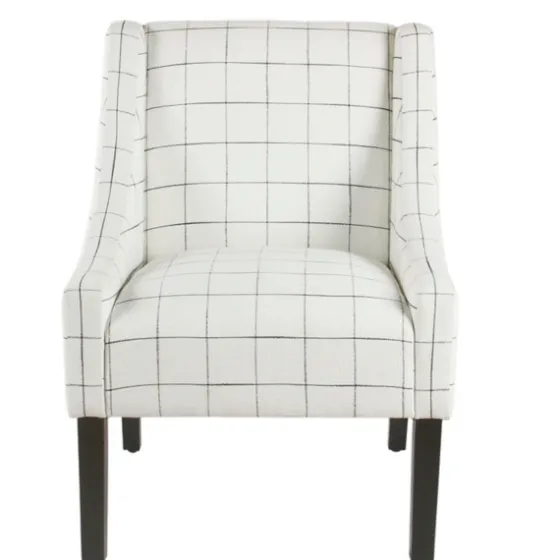 White Windowpane Modern Swoop Accent Chair-Kirkland's Home Store