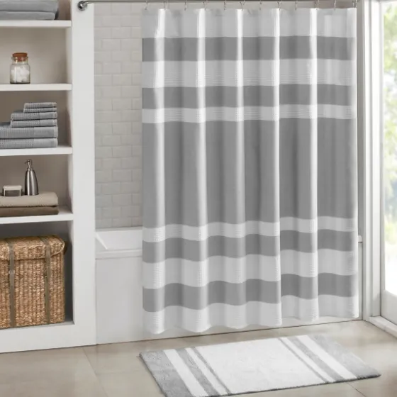 White With Stripe Reversible Bath Mat, 45 In.-Kirkland's Home Shop